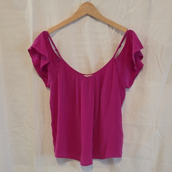 Joie Tops - Joie Vibrant Pink Ruffle Sleeve Blouse
